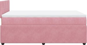 vidaXL vidaXL Łóżko kontynentalne z materacem, różowe, 120x200 cm, aksamit 7