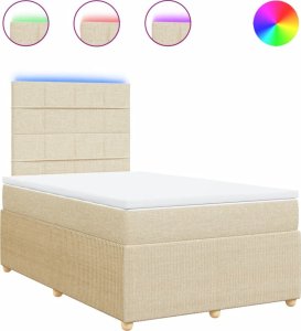vidaXL vidaXL Łóżko kontynentalne z materacem, kremowe, tkanina, 120x200 cm 2