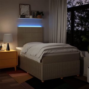 vidaXL vidaXL Łóżko kontynentalne z materacem, kremowe, tkanina, 120x200 cm 4