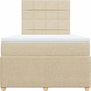 vidaXL vidaXL Łóżko kontynentalne z materacem, kremowe, tkanina, 120x200 cm 6