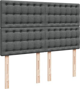 vidaXL vidaXL Łóżko kontynentalne z materacem, ciemnoszara tkanina 140x200 cm 9