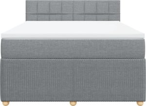 vidaXL Łóżko kontynentalne z materacem, jasnoszare, tkanina, 140x190cm 4