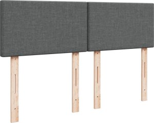 vidaXL Łóżko kontynentalne z materacem, ciemnoszara tkanina 140x190 cm 7