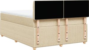 vidaXL vidaXL Łóżko kontynentalne z materacem, kremowe, tkanina, 140x200 cm 6