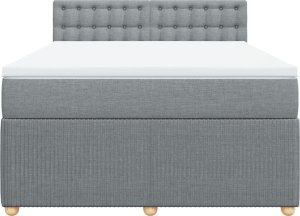 vidaXL Łóżko kontynentalne z materacem, jasnoszare, tkanina 160x200 cm 4