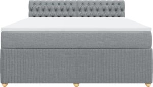 vidaXL Łóżko kontynentalne z materacem, jasnoszare, tkanina, 180x200cm 4