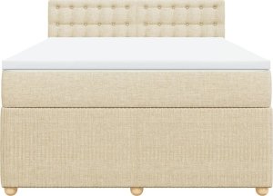 vidaXL Łóżko kontynentalne z materacem, kremowe, tkanina, 140x190 cm 4