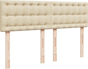 vidaXL Łóżko kontynentalne z materacem, kremowe, tkanina, 140x190 cm 7