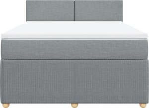 vidaXL Łóżko kontynentalne z materacem, jasnoszare, tkanina 160x200 cm 4