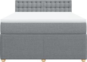 vidaXL Łóżko kontynentalne z materacem, jasnoszare 140x200 cm, tkanina 4