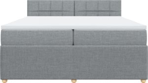 vidaXL Łóżko kontynentalne z materacem, jasnoszare, tkanina 200x200 cm 4