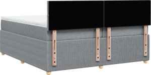 vidaXL Łóżko kontynentalne z materacem, jasnoszare, tkanina 200x200 cm 6