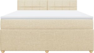 vidaXL Łóżko kontynentalne z materacem, kremowe, tkanina, 180x200 cm 4