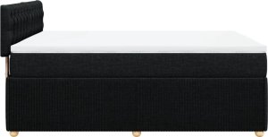 vidaXL Łóżko kontynentalne z materacem, czarne, tkanina 160x200 cm 5