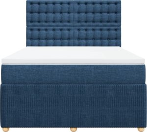 vidaXL Łóżko kontynentalne z materacem, niebieskie, tkanina 140x190 cm 4