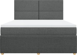 vidaXL Łóżko kontynentalne z materacem, ciemnoszara tkanina 180x200 cm 4