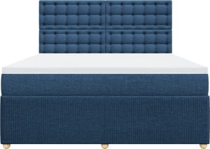 vidaXL Łóżko kontynentalne z materacem, niebieskie, tkanina, 180x200cm 4