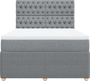 vidaXL Łóżko kontynentalne z materacem, jasnoszare 140x200 cm, tkanina 4