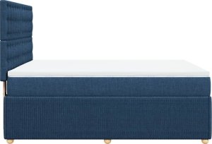 vidaXL Łóżko kontynentalne z materacem, niebieskie, tkanina 140x200 cm 5