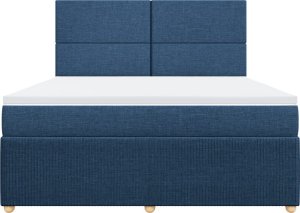 vidaXL Łóżko kontynentalne z materacem, niebieskie, tkanina, 180x200cm 4