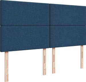 vidaXL Łóżko kontynentalne z materacem, niebieskie, tkanina, 180x200cm 7