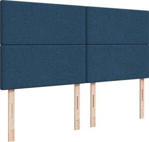 vidaXL Łóżko kontynentalne z materacem, niebieskie, tkanina 200x200 cm 7
