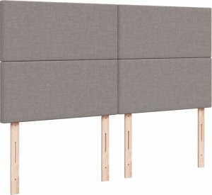 vidaXL Łóżko kontynentalne z materacem, taupe, tkanina, 200x200 cm 7