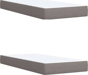 vidaXL Łóżko kontynentalne z materacem, taupe, tkanina, 200x200 cm 10