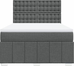 vidaXL Łóżko kontynentalne z materacem, ciemnoszara tkanina 160x200 cm 4