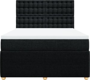 vidaXL Łóżko kontynentalne z materacem, czarne, tkanina, 140x190 cm 4