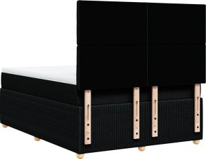vidaXL Łóżko kontynentalne z materacem, czarne, tkanina, 140x190 cm 6