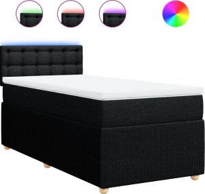 vidaXL vidaXL Łóżko kontynentalne z materacem, czarne, tkanina, 100x200 cm 2