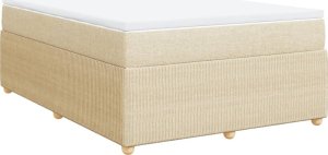 vidaXL Łóżko kontynentalne z materacem, kremowe, tkanina, 140x190 cm 2