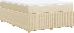vidaXL Łóżko kontynentalne z materacem, kremowe, tkanina, 140x190 cm 6