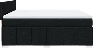 vidaXL vidaXL Łóżko kontynentalne z materacem, czarne, tkanina 180x200 cm 7