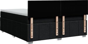 vidaXL vidaXL Łóżko kontynentalne z materacem, czarne, tkanina 180x200 cm 8