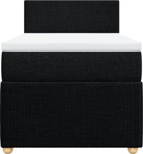 vidaXL vidaXL Łóżko kontynentalne z materacem, czarne, tkanina, 100x200 cm 6