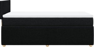 vidaXL vidaXL Łóżko kontynentalne z materacem, czarne, tkanina, 100x200 cm 7