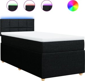 vidaXL vidaXL Łóżko kontynentalne z materacem, czarne, tkanina, 80x200 cm 2