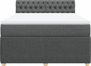 vidaXL vidaXL Łóżko kontynentalne z materacem, ciemnoszara tkanina 140x190 cm 6