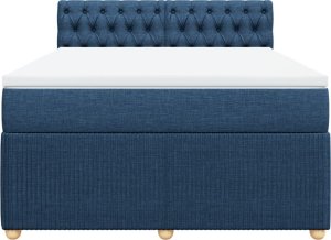 vidaXL vidaXL Łóżko kontynentalne z materacem, niebieskie, tkanina 140x200 cm 6