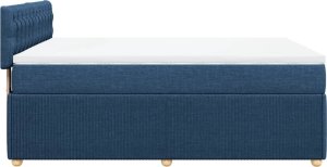 vidaXL vidaXL Łóżko kontynentalne z materacem, niebieskie, tkanina 140x200 cm 7