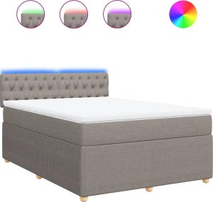 vidaXL vidaXL Łóżko kontynentalne z materacem, taupe, tkanina, 140x200 cm 2