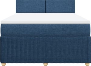 vidaXL vidaXL Łóżko kontynentalne z materacem, niebieskie, tkanina 140x190 cm 6