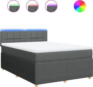 vidaXL vidaXL Łóżko kontynentalne z materacem, ciemnoszara tkanina 140x190 cm 2