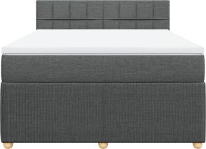 vidaXL vidaXL Łóżko kontynentalne z materacem, ciemnoszara tkanina 140x190 cm 6