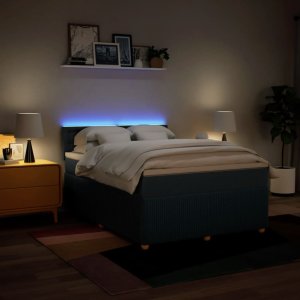 vidaXL vidaXL Łóżko kontynentalne z materacem, niebieskie, tkanina 140x200 cm 5