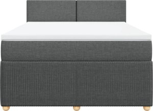 vidaXL vidaXL Łóżko kontynentalne z materacem, ciemnoszara tkanina 140x200 cm 6