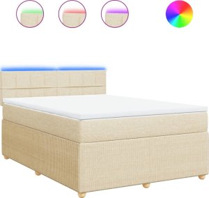 vidaXL vidaXL Łóżko kontynentalne z materacem, kremowe, tkanina, 140x200 cm 2