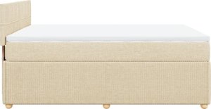 vidaXL vidaXL Łóżko kontynentalne z materacem, kremowe, tkanina, 140x200 cm 7